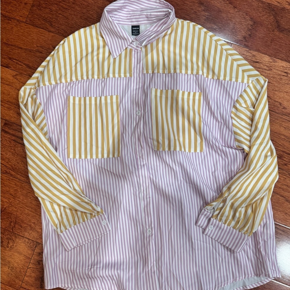 Striped Yellow and Pink Shirt and Shorts Set - Picture 4 of 4